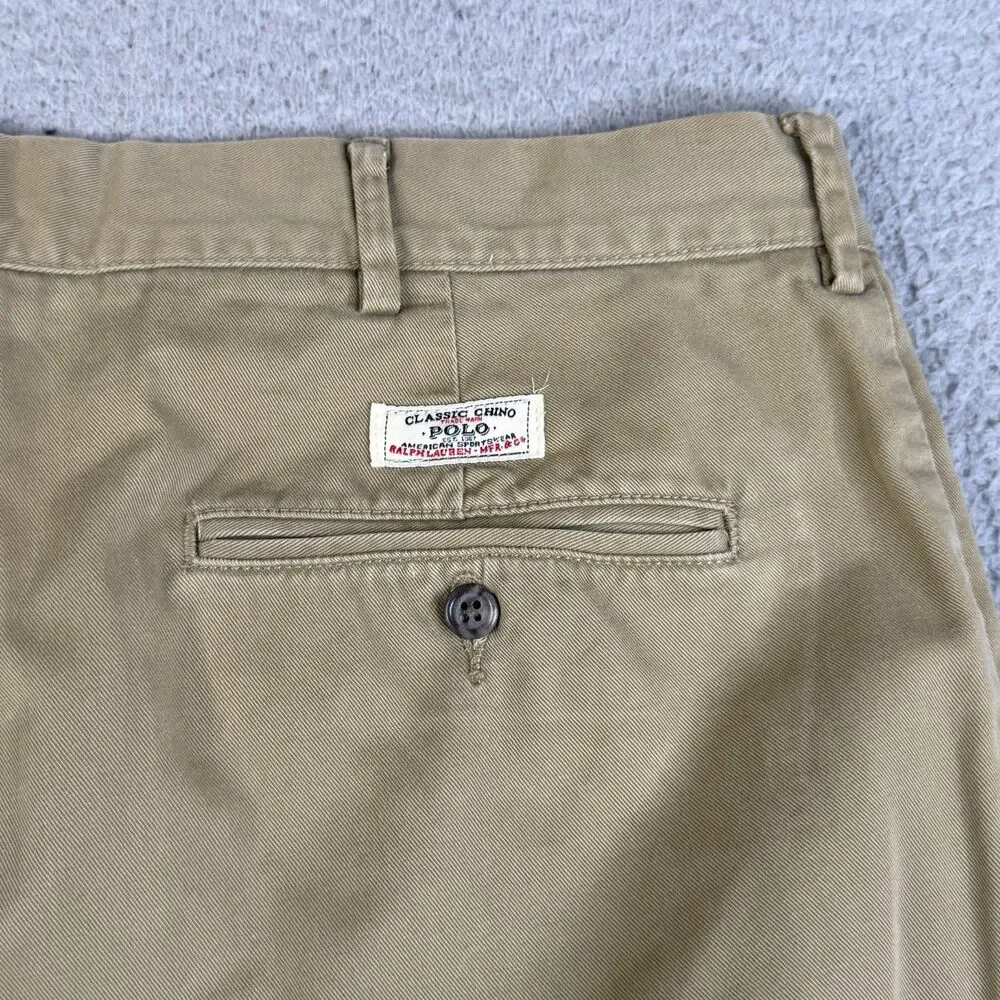 POLO RALPH LAUREN Pants Men 36x30 Khaki Polo Chino Classic Fit Cotton Twill Flat